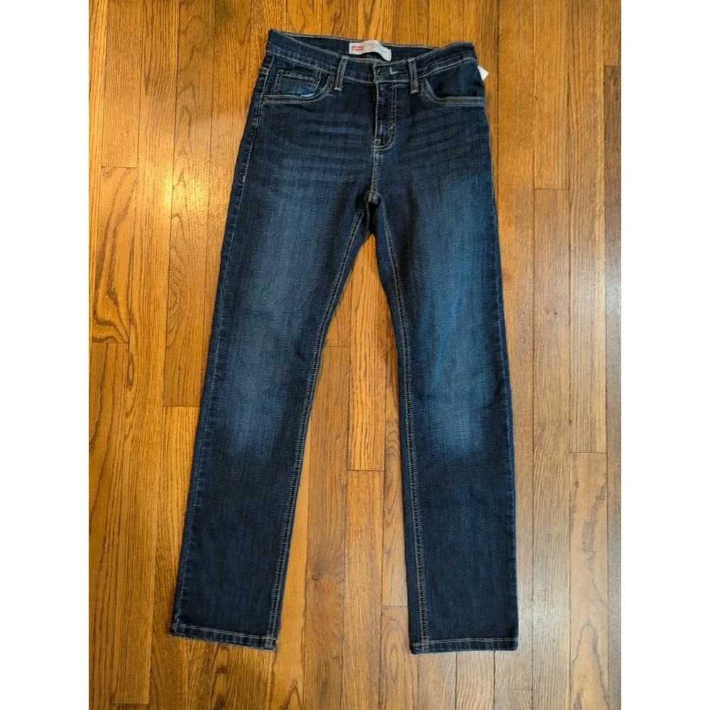 Levis Kids Boys 511 Slim Performance‎ Dark Wash Stretch Denim Jeans Size 14 Reg